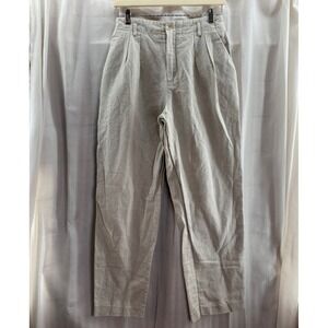 L L Bean Women's Linen Pleated Wide Leg‎ Pants Beige Casual Medium 27" Waist